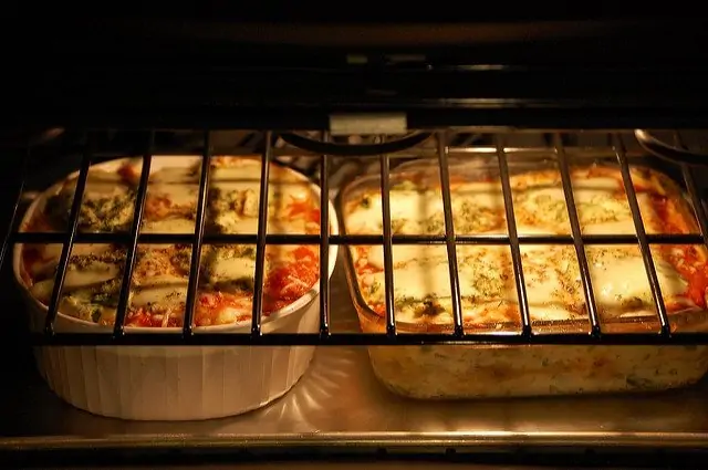 lasagna pans in oven