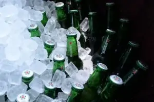 beer bottles iced over