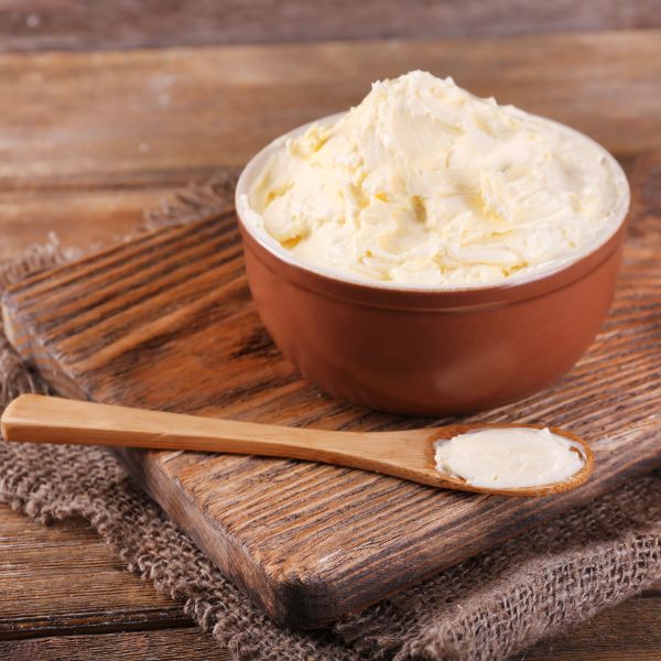 fresh homeade butter in a bowl