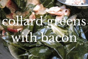 close up of collard greens and bacon