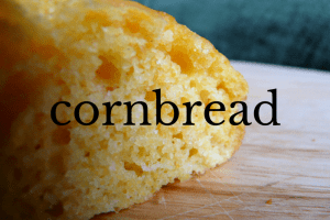 slice of cornbread on white dish