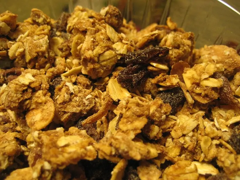 close up of chunky granola