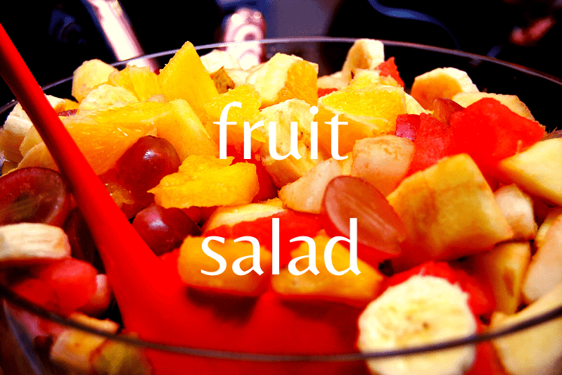 fruit salad in glass bowl 