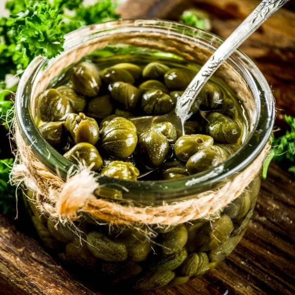 pickled capers in a jar