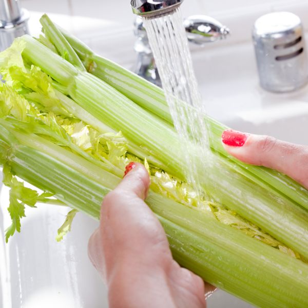 celery being washed
