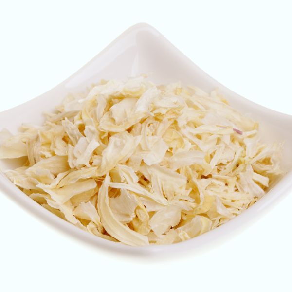 dehydrated onions in a white bowl