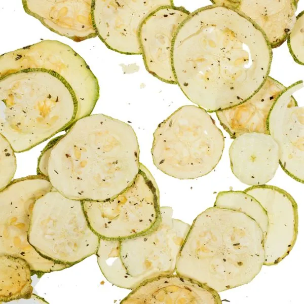 dehydrated zucchini on a white background