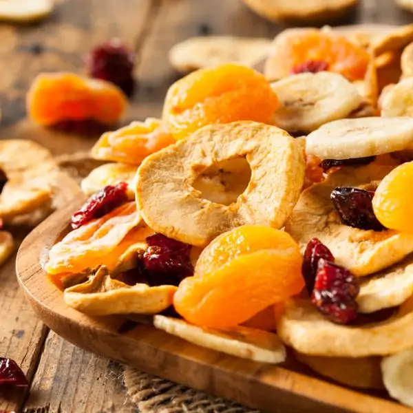 organic sliced dried fruits and berries