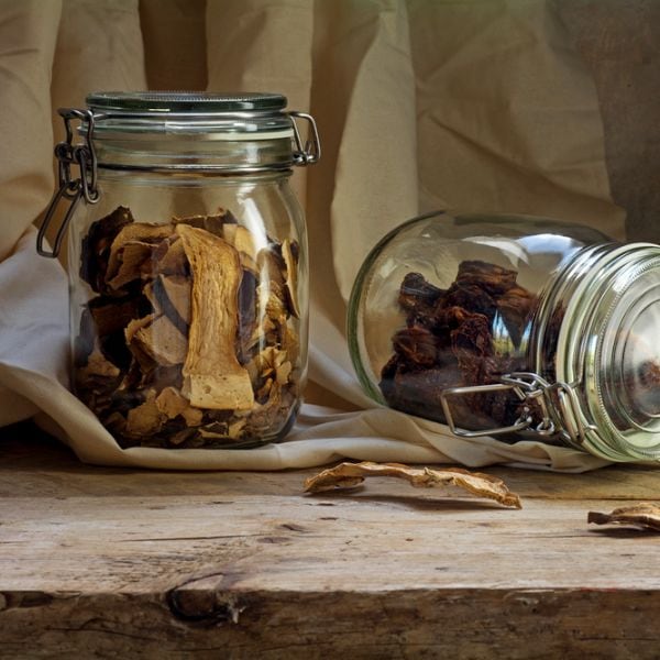 Dried foods preserved in glass jars