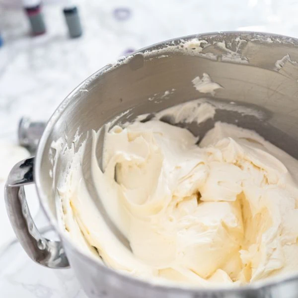 Buttermilk cream in a metal bowl