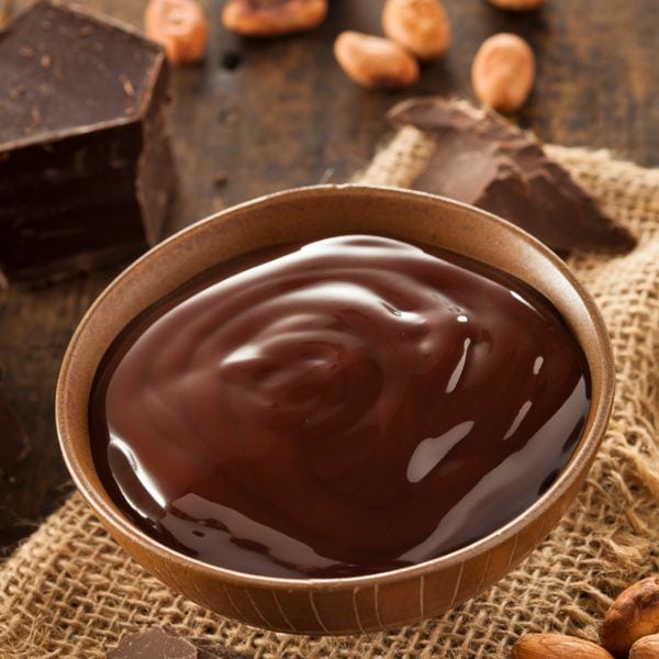 chocolate ganache cream in a bowl