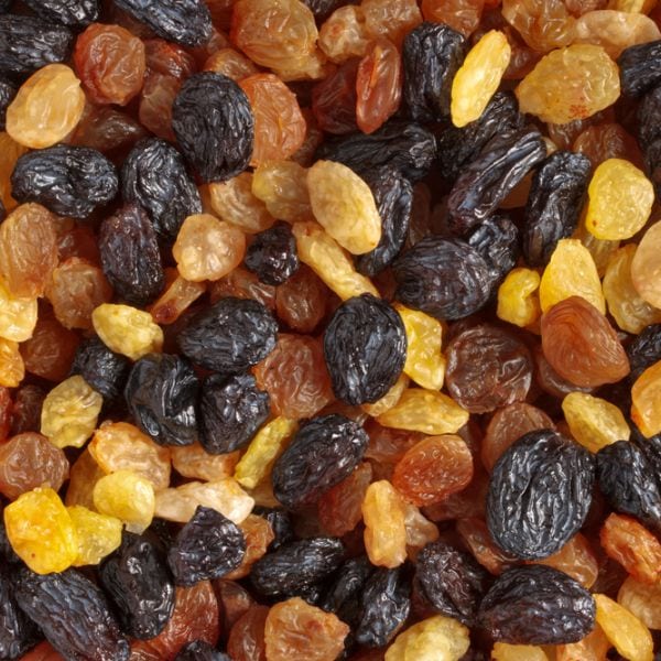mixed raisins close up