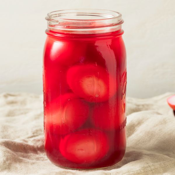 pickled eggs preserved in a jar