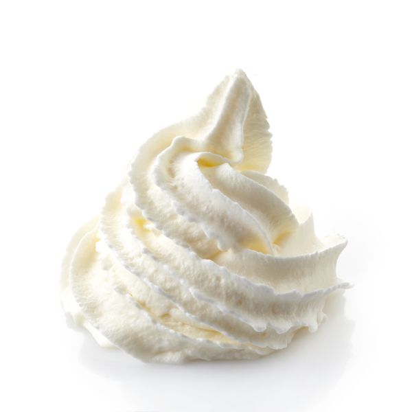 whipped cream on a plain white background