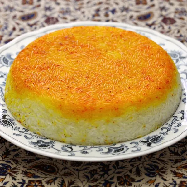 Persian Tahdig on a plate ready to be served
