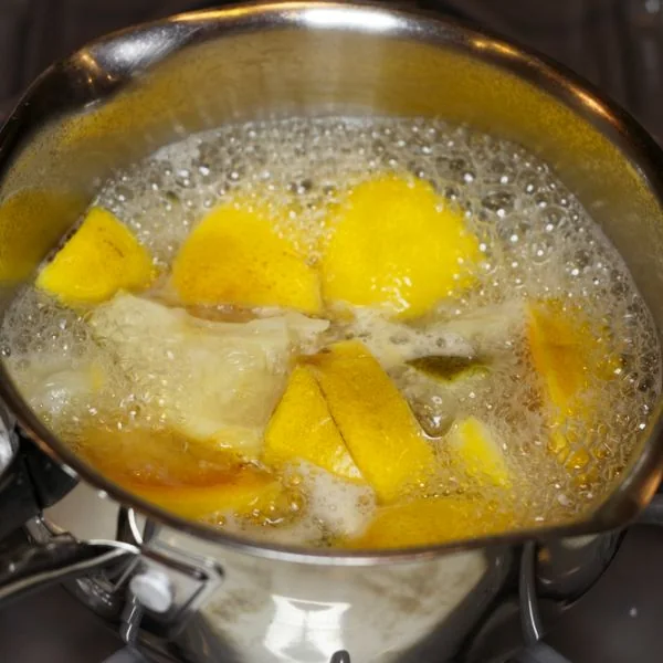 Lemons boiling in a pot