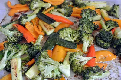Roasted vegetables on a table