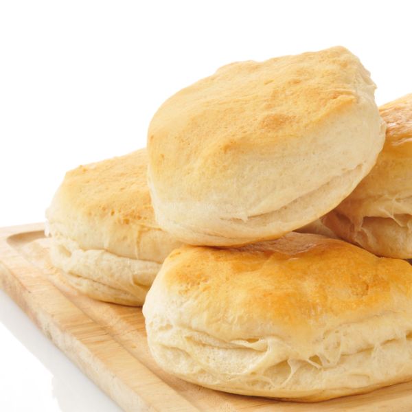 Quick and easy air fryer biscuits on a wooden board